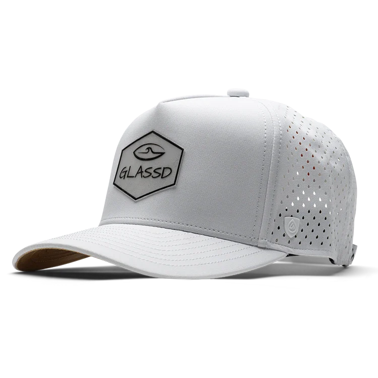 GLASSD Apex White Cutback Hat | 5-Panel Surf Lifestyle Fit