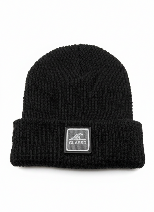 Glassd Waffle Knit Beanie - Black