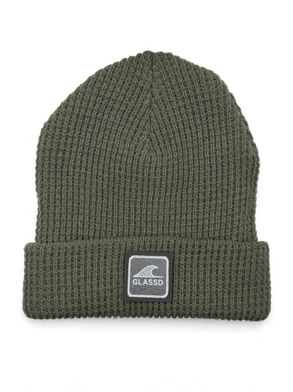 Glassd Waffle Knit Beanie - Light Olive