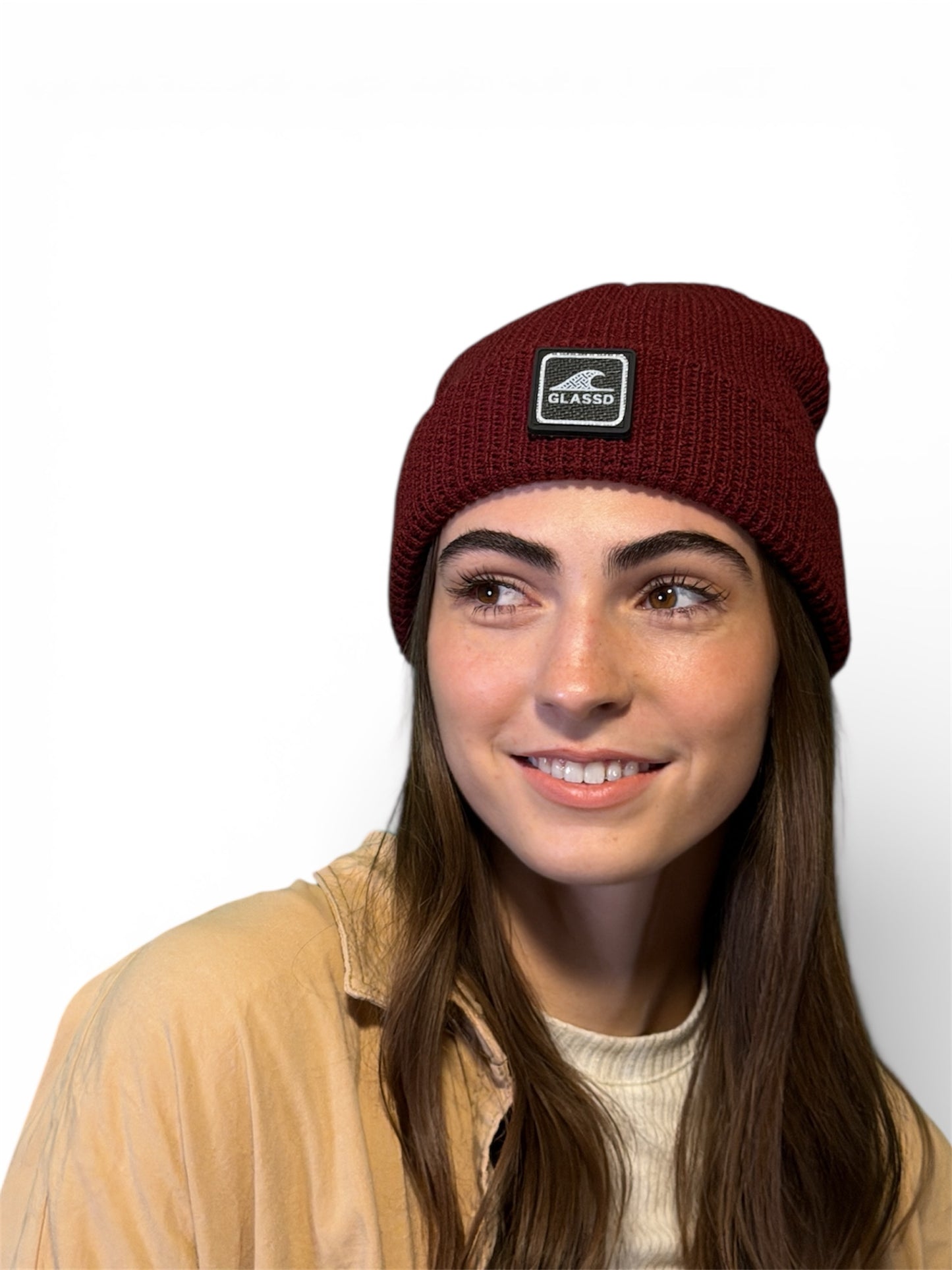 Glassd Waffle Knit Beanie - Burgundy