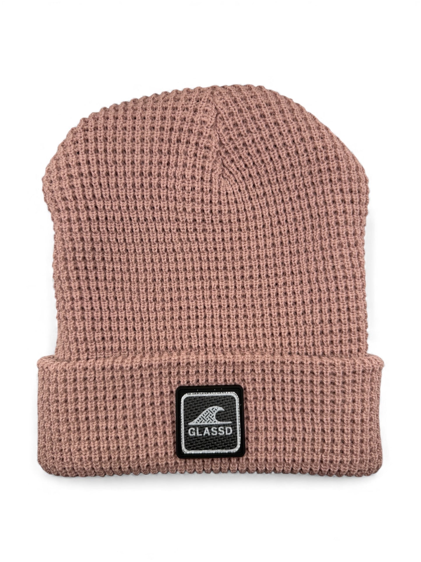 Glassd Waffle Knit Beanie - Pale Rose