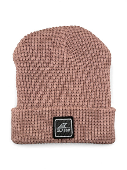 Glassd Waffle Knit Beanie - Pale Rose