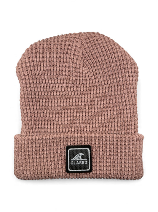 Glassd Waffle Knit Beanie - Pale Rose