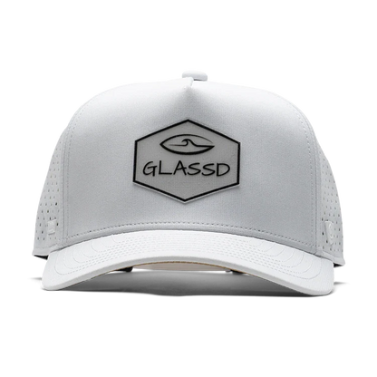 GLASSD Apex White Cutback Hat | 5-Panel Surf Lifestyle Fit