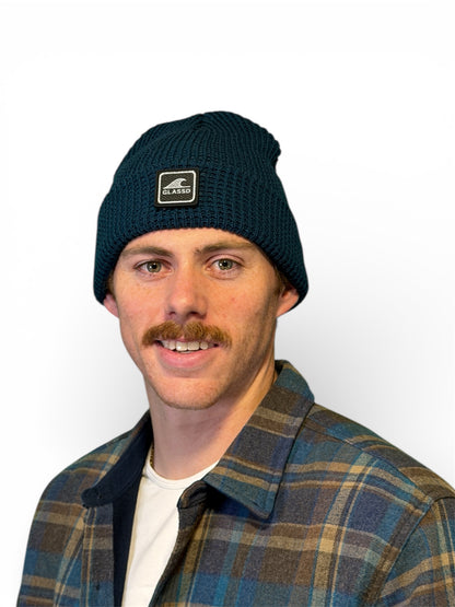 Glassd Waffle Knit Beanie - Majolica Blue