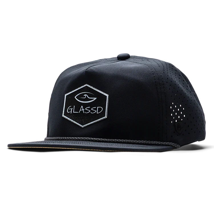 Men's Black Hats | GLASSD Drift Black Barrel Hat with Rope Brim