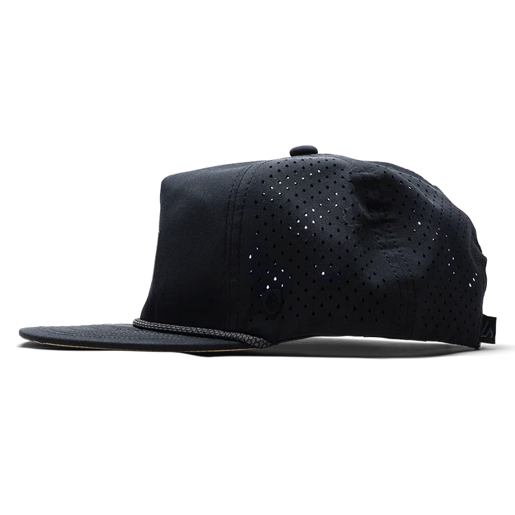 Men's Black Hats | GLASSD Drift Black Barrel Hat with Rope Brim