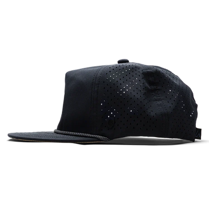Men's Black Hats | GLASSD Drift Black Barrel Hat with Rope Brim
