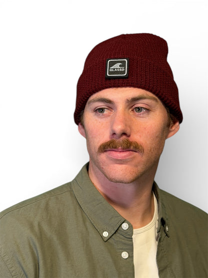 Glassd Waffle Knit Beanie - Burgundy