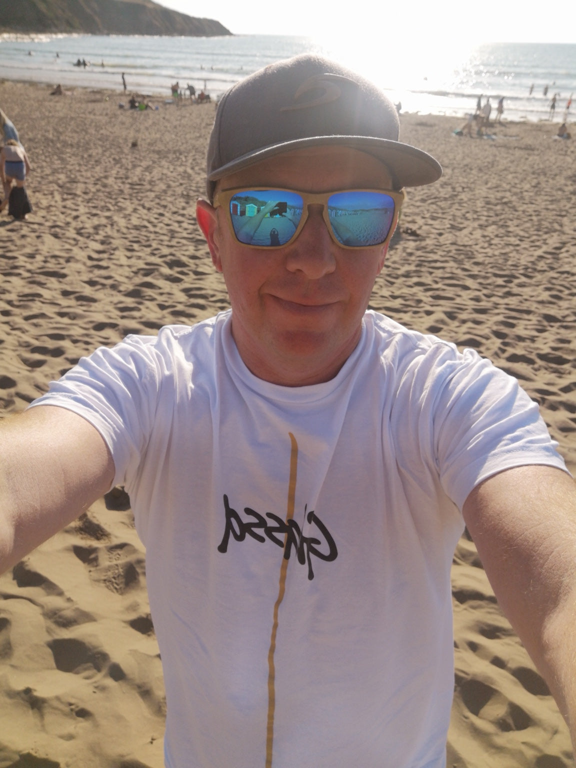 Glassd Board Tee worn at the beach